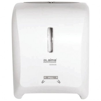Диспенсер для полотенец в рулонах LAIMA PROFESSIONAL SUPER (H1), механический, ABS-пластик, белый, 609506