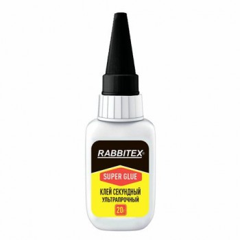 Клей секундный суперклей УЛЬТРАПРОЧНЫЙ, МАКСИМАЛЬНЫЙ ОБЪЕМ, 20 грамм, RABBITEX 12 шт., 609803