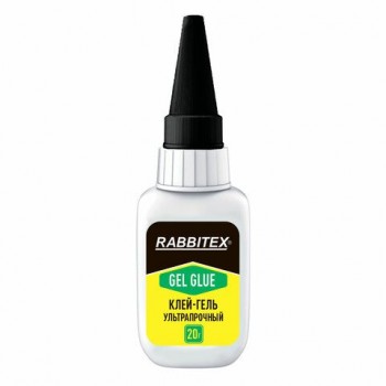 Клей-гель секундный суперклей УЛЬТРАПРОЧНЫЙ, МАКСИМАЛЬНЫЙ ОБЪЕМ, 20 грамм, RABBITEX 12 шт., 609804