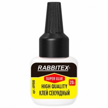 Клей секундный "HQ" суперклей УЛЬТРАПРОЧНЫЙ, 2 иглы для точечных работ, 20 г, RABBITEX (РАББИТЕКС) "ДВА СЛОНА", 609808
