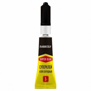 Клей секундный суперклей УЛЬТРАПРОЧНЫЙ, набор 2х3 грамма, RABBITEX 24 шт., 609813