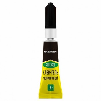 Клей-гель секундный суперклей УЛЬТРАПРОЧНЫЙ, отрывная мультикарта, 3 грамма, RABBITEX (РАББИТЕКС) "ДВА СЛОНА", 609818