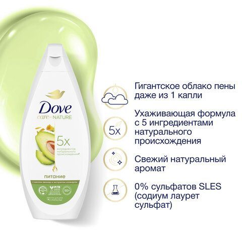 Крем-гель для душа 250мл DOVE &quot;Масло авокадо и экстракт колендулы&quot;, питательный, ш/к