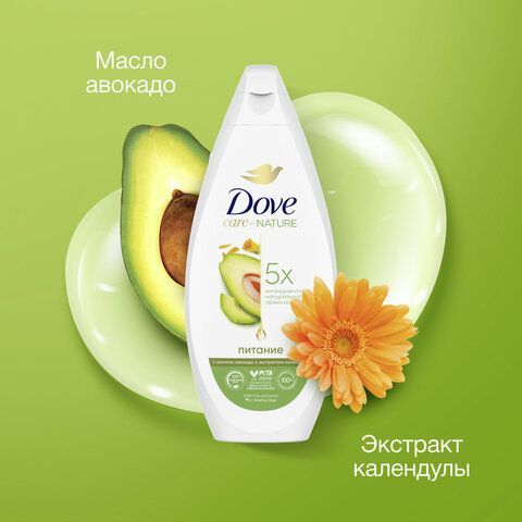Крем-гель для душа 250мл DOVE &quot;Масло авокадо и экстракт колендулы&quot;, питательный, ш/к