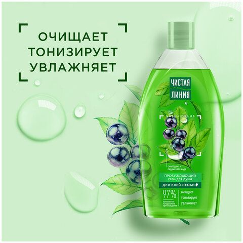 Гель для душа 750мл ЧИСТАЯ ЛИНИЯ &quot;Смородина и ледниковая вода&quot;, на натуральной основе