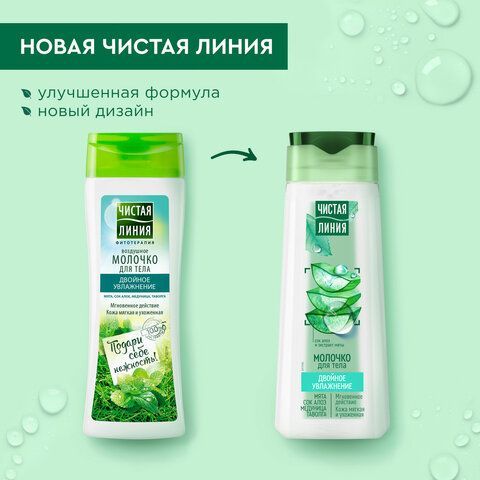 Молочко для тела 250мл ЧИСТАЯ ЛИНИЯ &quot;Мята и сок алоэ&quot;, двойное увлажнение, ш/к 69488