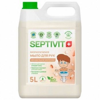 Мыло жидкое гипоаллергенное 5л SEPTEVIT "Миндальное молочко",биоразлагаемое, ш/к 6955