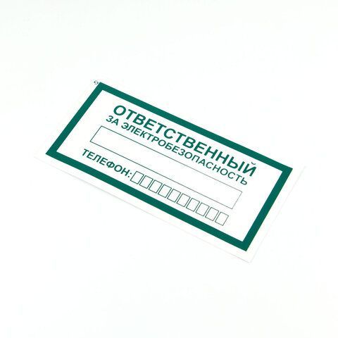 Знак &quot;Ответственный за электробезопасность&quot;, КОМПЛЕКТ 10 штук, 100*200 мм, пленка, А31