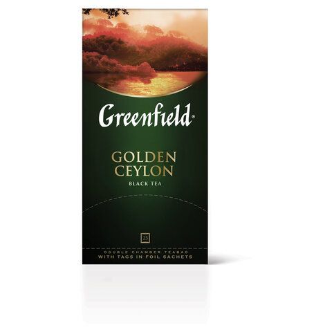 Чай GREENFIELD &quot;Golden Ceylon&quot; черный цейлонский, 25 пакетиков в конвертах по 2 г