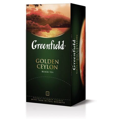 Чай GREENFIELD &quot;Golden Ceylon&quot; черный цейлонский, 25 пакетиков в конвертах по 2 г