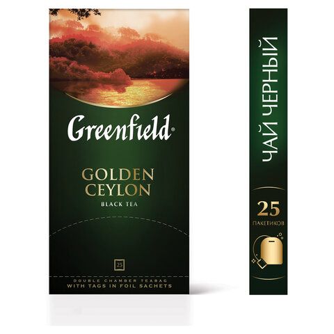 Чай GREENFIELD &quot;Golden Ceylon&quot; черный цейлонский, 25 пакетиков в конвертах по 2 г