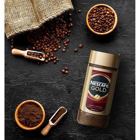 Кофе молотый в растворимом NESCAFE &quot;Gold&quot; 190 г, стеклянная банка, сублимированный, 12135508