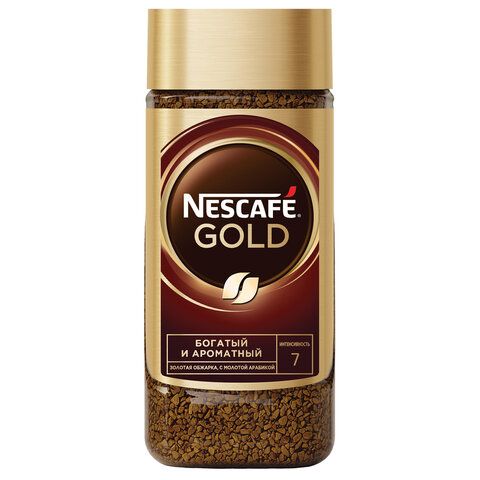 Кофе молотый в растворимом NESCAFE &quot;Gold&quot; 95 г, стеклянная банка, сублимированный, 12326188