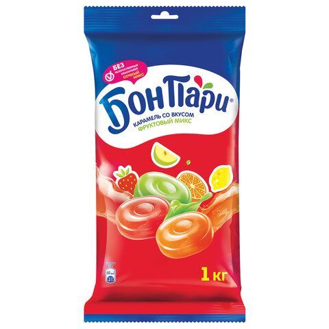 Леденцы БОН ПАРИ &quot;Фруктовый Микс&quot;, ассорти 6 вкусов, 1 кг, 11625459