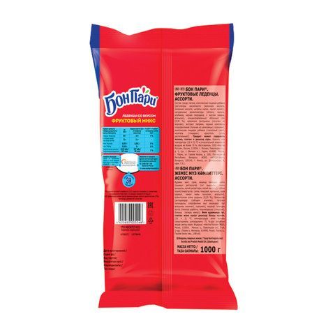 Леденцы БОН ПАРИ &quot;Фруктовый Микс&quot;, ассорти 6 вкусов, 1 кг, 11625459