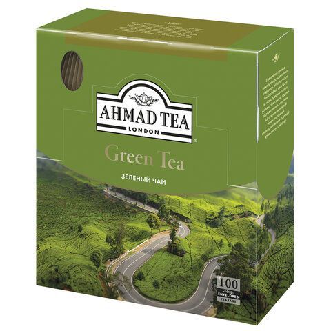 Чай AHMAD (Ахмад) &quot;Green Tea&quot; зеленый, 100 пакетиков по 2 г, 478i-08