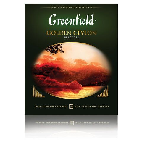 Чай GREENFIELD &quot;Golden Ceylon&quot; черный цейлонский, 100 пакетиков в конвертах по 2 г, 0581