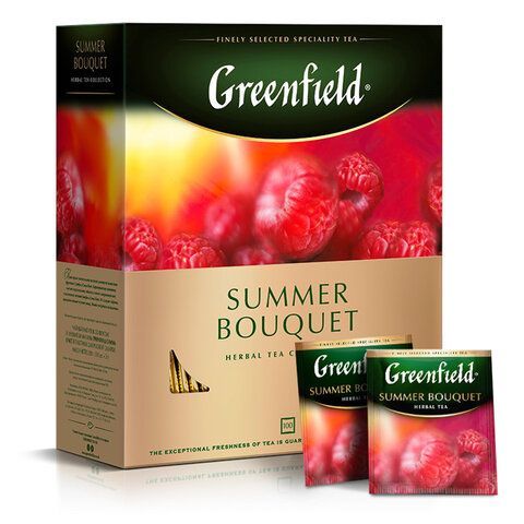 Чай GREENFIELD &quot;Summer Bouquet&quot; фруктовый, 100 пакетиков в конвертах по 2 г, 0878-09