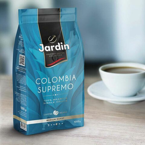 Кофе в зернах JARDIN &quot;Colombia Supremo&quot; 1 кг, арабика 100%, 0605-8