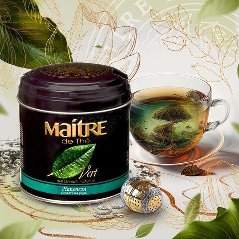 Чай листовой MAITRE &quot;Наполеон&quot; улун молочный 100 г, жестяная банка, бар030р