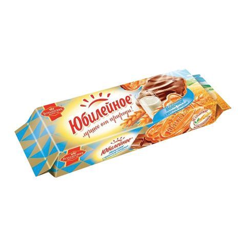 Печенье ЮБИЛЕЙНОЕ 3 шт. молочное с шоколадной глазурью, 116 г, 60540