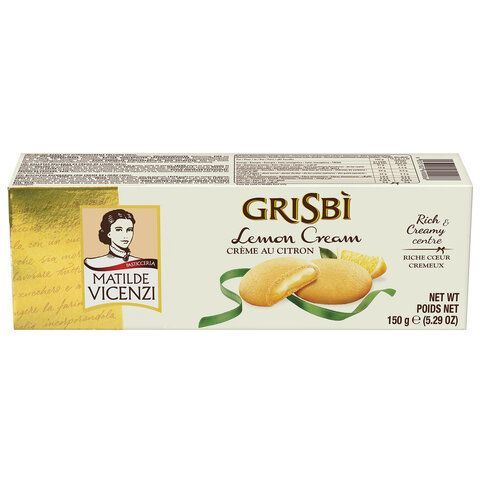 Печенье GRISBI (Гризби) &quot;Lemon cream&quot;, с начинкой из лимонного крема, 150 г, Италия, 13828