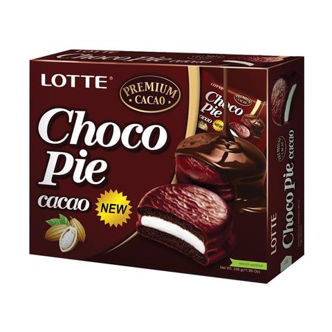 Печенье LOTTE &quot;Choco Pie Cacao&quot; (&quot;Чоко Пай Какао&quot;), глазированное, картонная упаковка, 336 г, 12 шт. х 28 г