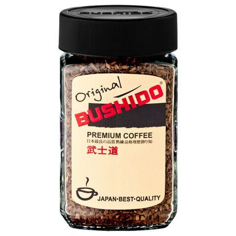 Кофе растворимый BUSHIDO &quot;Original&quot; 100 г, стеклянная банка, сублимированный, ШВЕЙЦАРИЯ, 1004