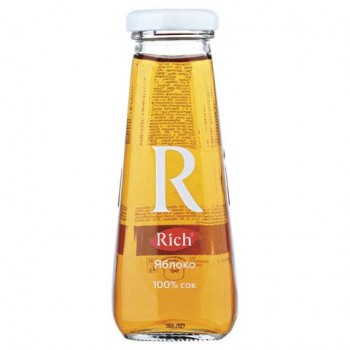 Сок RICH 12 шт. (Рич) 0,2 л, яблоко, подходит для детского питания, стеклянная бутылка, 1658301
