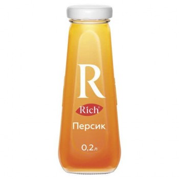 Нектар RICH 12 шт. (Рич) 0,2 л, персик, стеклянная бутылка, 1709801