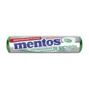 Жевательная резинка MENTOS 48 шт. Pure White "Нежная мята", 15,5 г, 87548