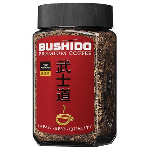 Кофе растворимый BUSHIDO &quot;Red Katana&quot; 100 г, стеклянная банка, сублимированный, ШВЕЙЦАРИЯ, BU10009014