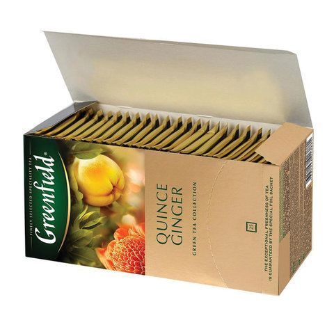 Чай GREENFIELD &quot;Quince Ginger&quot; зеленый с японской айвой и имбирем, 25 пакетиков в конвертах по 2 г, 1388-10