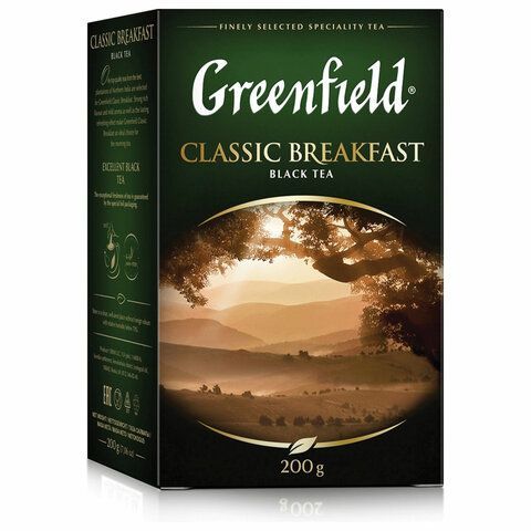 Чай листовой GREENFIELD &quot;Classic Breakfast&quot; черный крупнолистовой 200 г, 0792-10