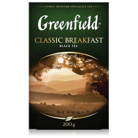 Чай листовой GREENFIELD &quot;Classic Breakfast&quot; черный крупнолистовой 200 г, 0792-10