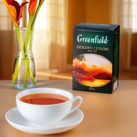 Чай листовой GREENFIELD &quot;Golden Ceylon&quot; черный цейлонский крупнолистовой 200 г, 0791-10