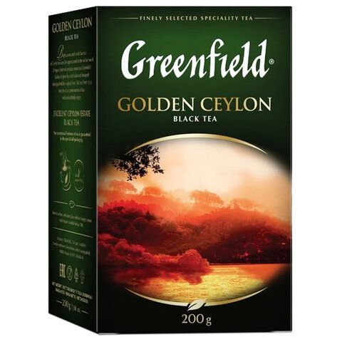 Чай листовой GREENFIELD &quot;Golden Ceylon&quot; черный цейлонский крупнолистовой 200 г, 0791-10