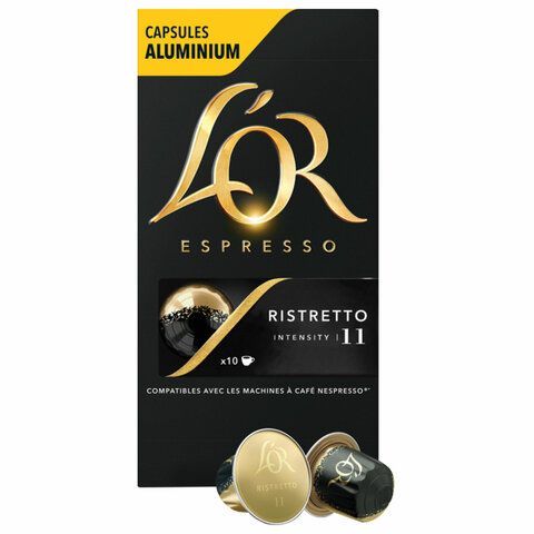Кофе в алюминиевых капсулах L'OR &quot;Espresso Ristretto&quot; для кофемашин Nespresso, 10 порций, ФРАНЦИЯ, 4028609