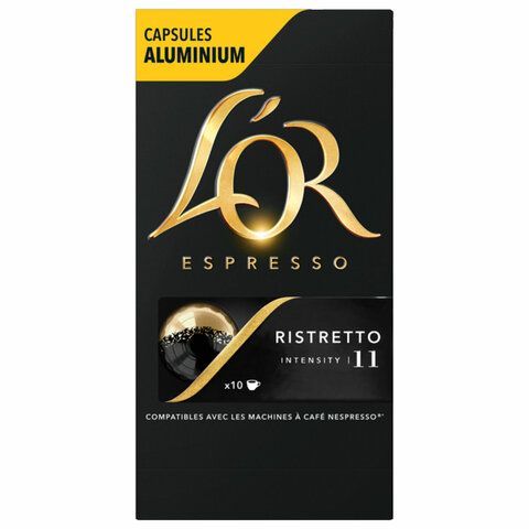 Кофе в алюминиевых капсулах L'OR &quot;Espresso Ristretto&quot; для кофемашин Nespresso, 10 порций, ФРАНЦИЯ, 4028609