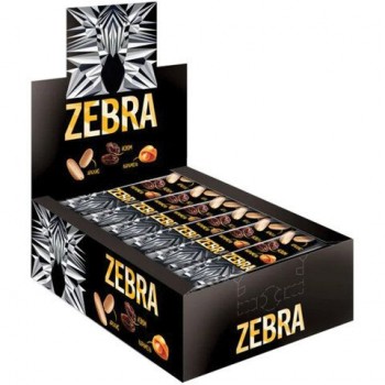 Батончик вафельный глазированный ZEBRA 15 шт. с изюмом и арахисом в мягкой карамели, 40 г, в шоу-боксе, ЯВ252