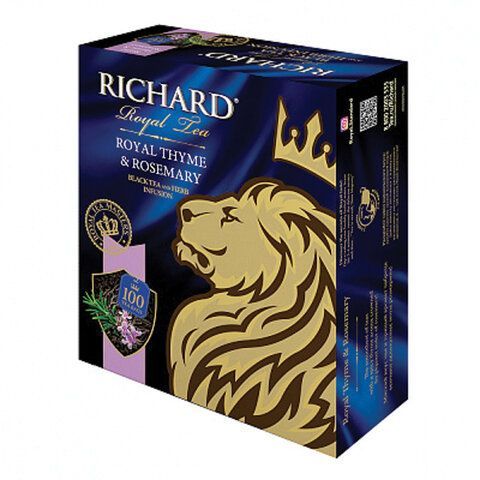 Чай RICHARD &quot;Royal Thyme &amp; Rosemary&quot; черный с чабрецом и розмарином, 100 пакетиков по 2 г, 100647