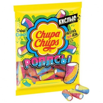 Мармелад жевательный CHUPA CHUPS 30 шт. (Чупа-Чупс) "Кислые Роллсы", мини-трубочки, 70 г, пакет