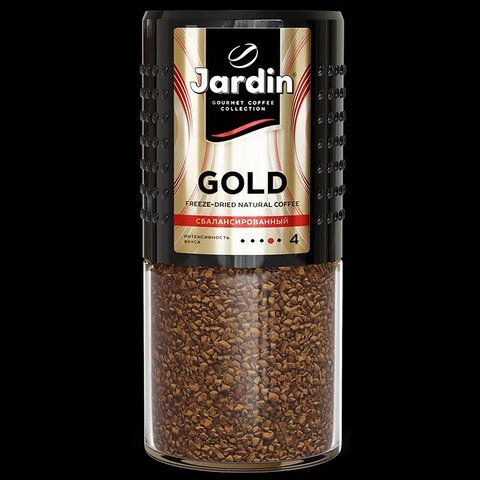 Кофе растворимый JARDIN &quot;Gold&quot; 190 г, стеклянная банка, сублимированный, 1667-06