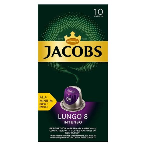 Кофе в алюминиевых капсулах JACOBS &quot;Lungo 8 Intenso&quot; для кофемашин Nespresso, 10 порций, 4057024