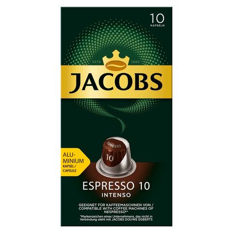 Кофе в алюминиевых капсулах JACOBS &quot;Espresso 10 Intenso&quot; для кофемашин Nespresso, 10 порций, 4057018
