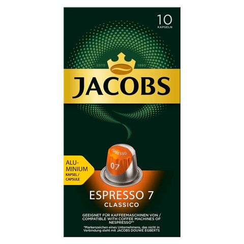 Кофе в алюминиевых капсулах JACOBS &quot;Espresso 7 Classico&quot; для кофемашин Nespresso, 10 порций, 4057017