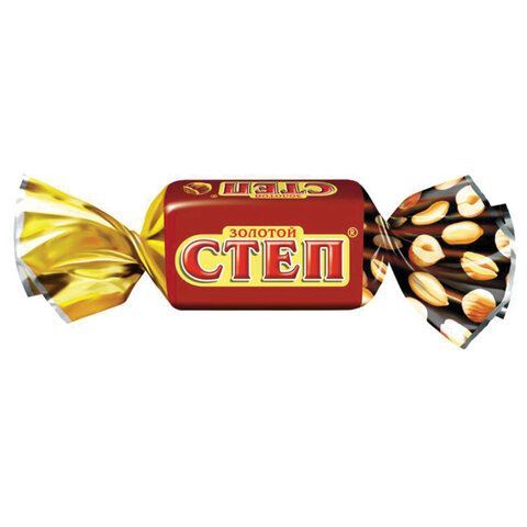 Конфеты шоколадные СЛАВЯНКА &quot;Золотой Степ&quot; с мягкой карамелью и арахисом, 1000 г, пакет, 20463