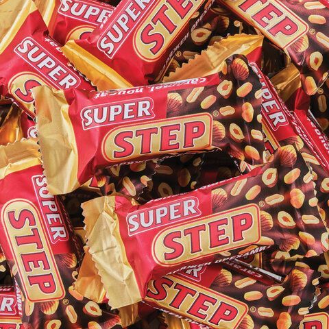 Конфеты шоколадные СЛАВЯНКА &quot;Super Step&quot; двухслойные, нуга с арахисом, 1000 г, пакет, 20465