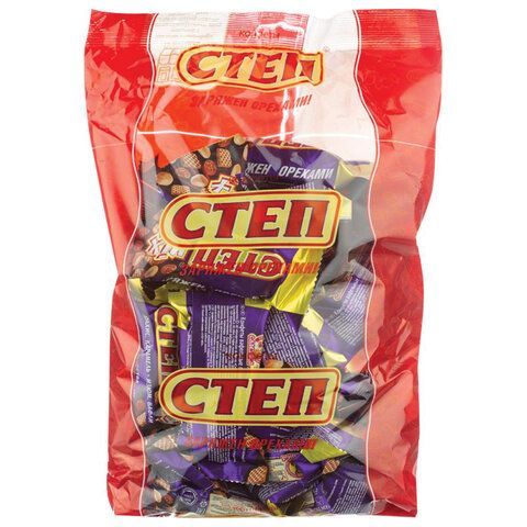 Конфеты шоколадные СЛАВЯНКА &quot;Степ Mix&quot;, с изюмом, арахисом и карамелью, 1000 г, пакет, 40685
