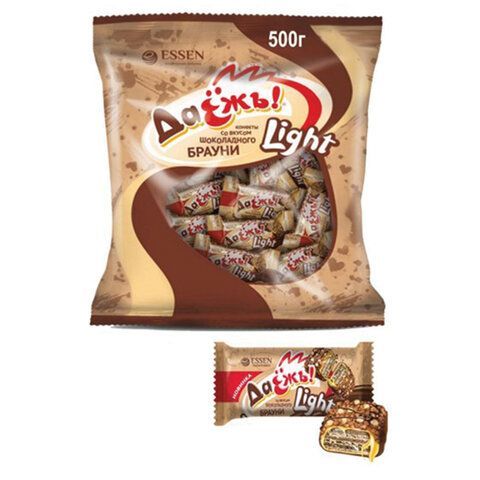 Конфеты шоколадные ESSEN &quot;ДаЁжъ!&quot; Light со вкусом шоколадного брауни, 500 г, пакет
